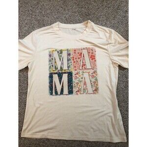 MA MA T Shirt Large Super Soft Polyester Blend Cream Color Excellent Condition